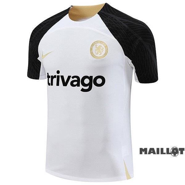 Foot Maillot Pas Cher Entrainement Chelsea 2023 2024 Blanc Noir