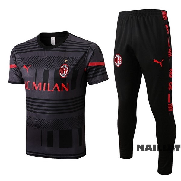 Foot Maillot Pas Cher Entrainement Ensemble Complet AC Milan 2022 2023 Gris I Noir