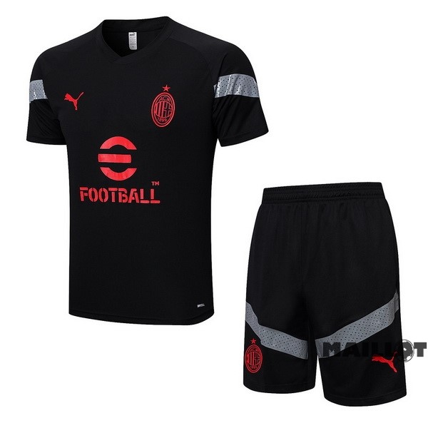 Foot Maillot Pas Cher Entrainement Ensemble Complet AC Milan 2022 2023 Noir Gris