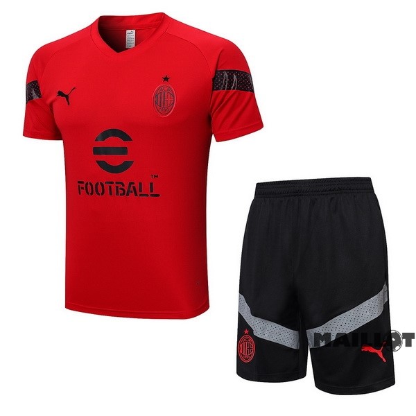 Foot Maillot Pas Cher Entrainement Ensemble Complet AC Milan 2022 2023 Rouge II Noir