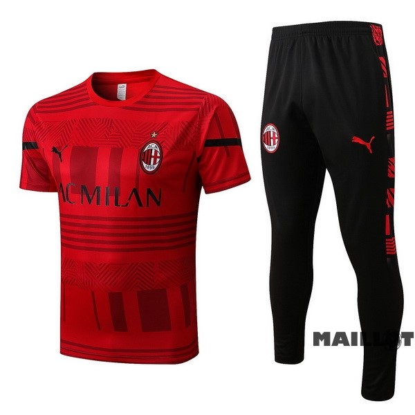 Foot Maillot Pas Cher Entrainement Ensemble Complet AC Milan 2022 2023 Rouge I Noir