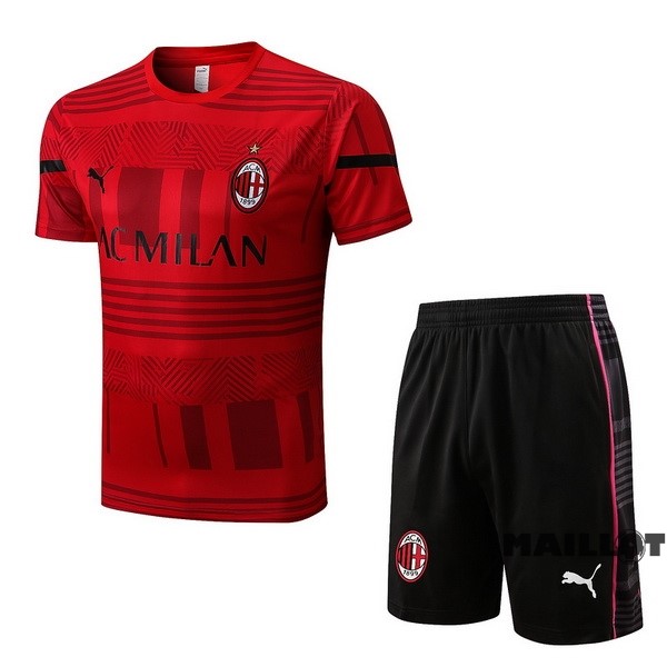 Foot Maillot Pas Cher Entrainement Ensemble Complet AC Milan 2022 2023 Rouge Noir