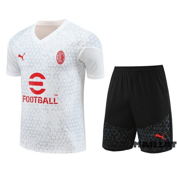 Foot Maillot Pas Cher Entrainement Ensemble Complet AC Milan 2023 2024 Blanc I Noir