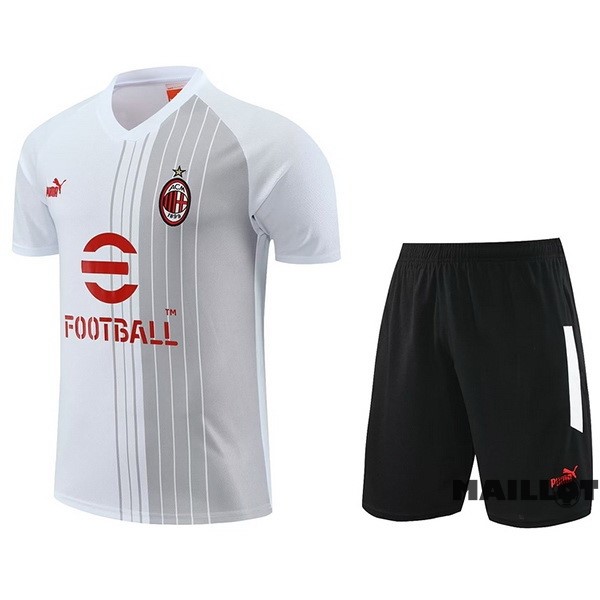 Foot Maillot Pas Cher Entrainement Ensemble Complet AC Milan 2023 2024 Blanc Noir