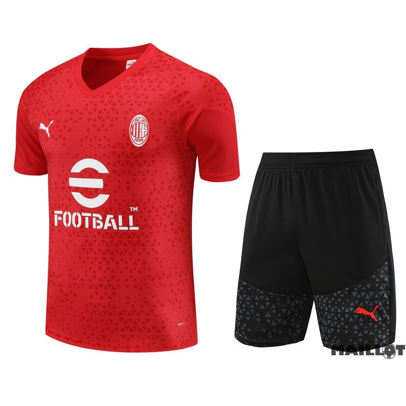 Foot Maillot Pas Cher Entrainement Ensemble Complet AC Milan 2023 2024 Rouge Noir