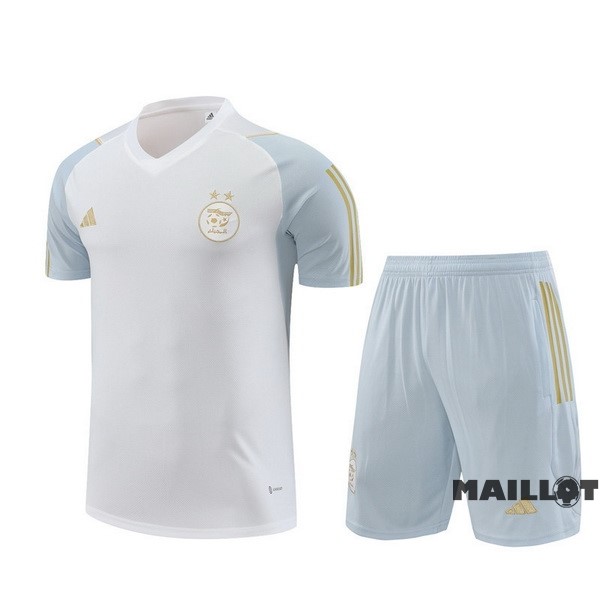 Foot Maillot Pas Cher Entrainement Ensemble Complet Algérie 2023 Blanc Gris