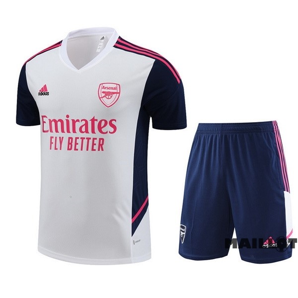 Foot Maillot Pas Cher Entrainement Ensemble Complet Arsenal 2022 2023 Blanc Bleu Marine