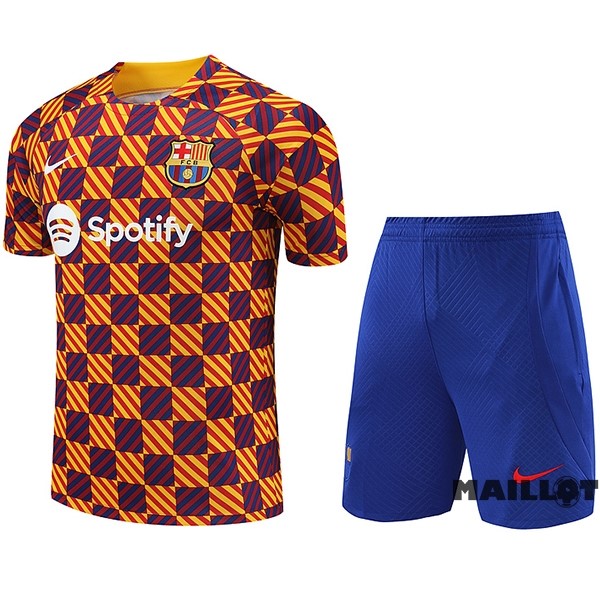 Foot Maillot Pas Cher Entrainement Ensemble Complet Barcelona 2023 2024 Orange I Bleu