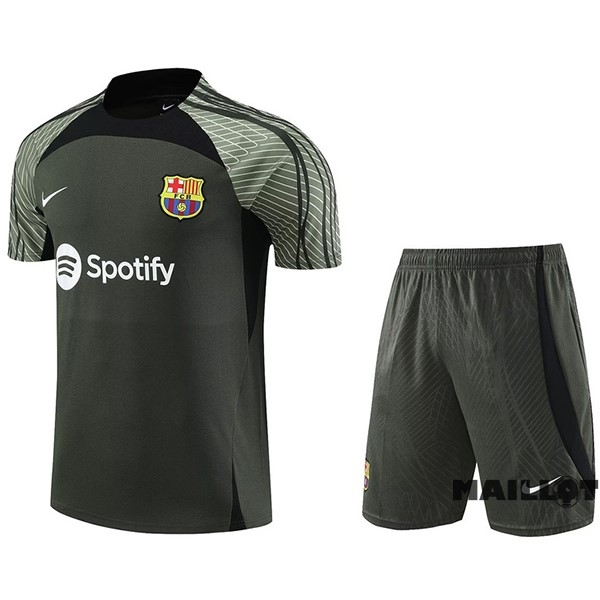 Foot Maillot Pas Cher Entrainement Ensemble Complet Barcelona 2023 2024 Vert Marine