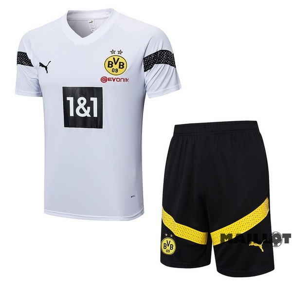 Foot Maillot Pas Cher Entrainement Ensemble Complet Borussia Dortmund 2022 2023 Blanc Noir