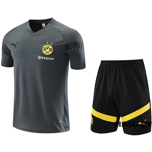 Foot Maillot Pas Cher Entrainement Ensemble Complet Borussia Dortmund 2022 2023 Gris II Noir