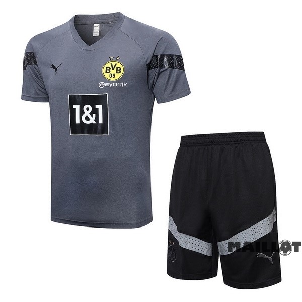 Foot Maillot Pas Cher Entrainement Ensemble Complet Borussia Dortmund 2022 2023 Gris I Noir