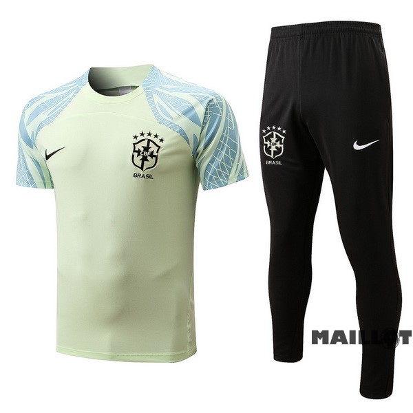 Foot Maillot Pas Cher Entrainement Ensemble Complet Brésil 2022 Vert II Noir