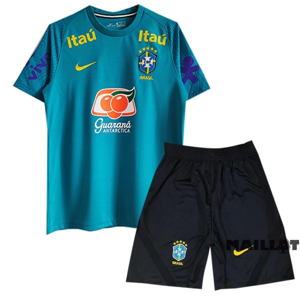 Foot Maillot Pas Cher Entrainement Ensemble Complet Brésil 2022 Vert Noir