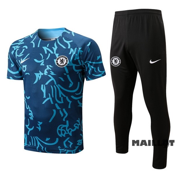 Foot Maillot Pas Cher Entrainement Ensemble Complet Chelsea 2022 2023 Bleu Vert Noir