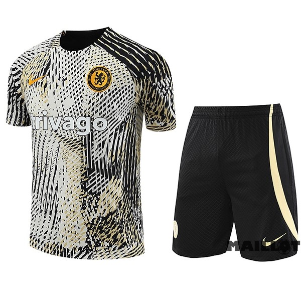 Foot Maillot Pas Cher Entrainement Ensemble Complet Chelsea 2023 2024 Jaune Noir