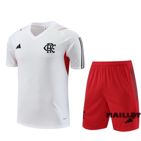 Foot Maillot Pas Cher Entrainement Ensemble Complet Enfant Flamengo 2023 2024 Blanc Rouge