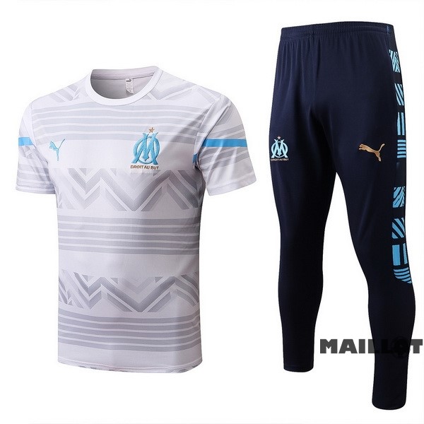 Foot Maillot Pas Cher Entrainement Ensemble Complet Enfant Marsella 2022 2023 Blanc I Bleu