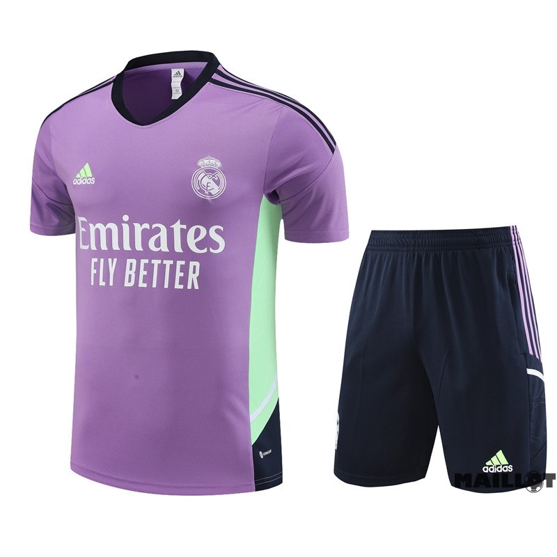 Foot Maillot Pas Cher Entrainement Ensemble Complet Enfant Real Madrid 2022 2023 Purpura Noir