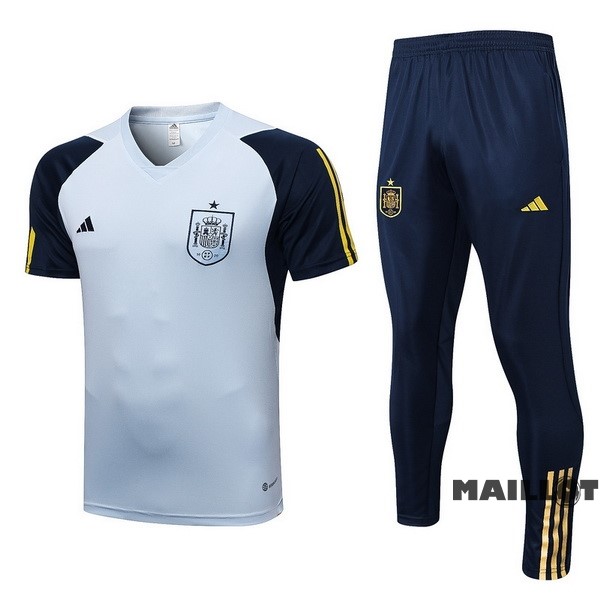 Foot Maillot Pas Cher Entrainement Ensemble Complet Espagne 2022 Gris Bleu