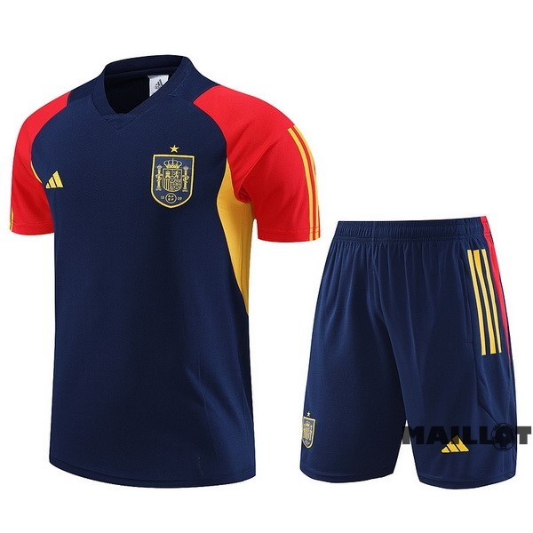 Foot Maillot Pas Cher Entrainement Ensemble Complet Espagne 2023 Bleu Jaune Rouge