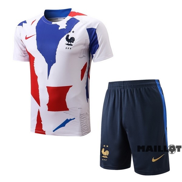 Foot Maillot Pas Cher Entrainement Ensemble Complet France 2022 Blanc Bleu Rouge