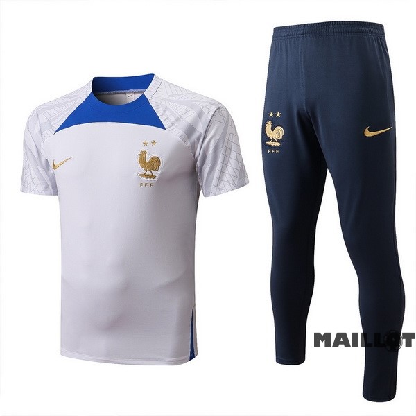 Foot Maillot Pas Cher Entrainement Ensemble Complet France 2022 Blanc I Bleu