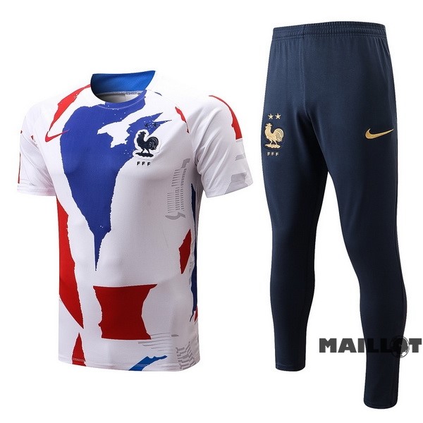 Foot Maillot Pas Cher Entrainement Ensemble Complet France 2022 Blanc I Bleu Rouge