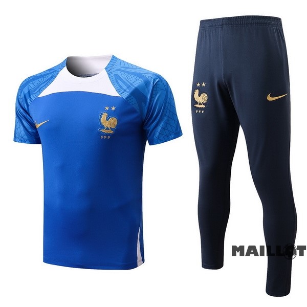 Foot Maillot Pas Cher Entrainement Ensemble Complet France 2022 Bleu Blanc