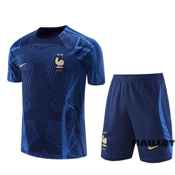 Foot Maillot Pas Cher Entrainement Ensemble Complet France 2022 Bleu II Marine