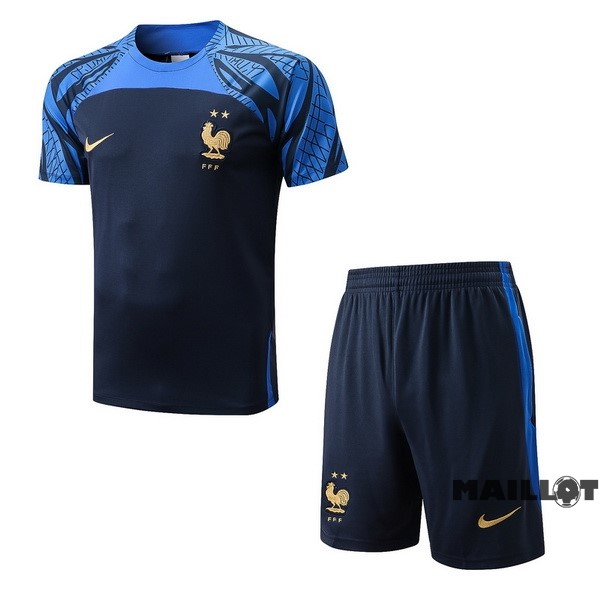 Foot Maillot Pas Cher Entrainement Ensemble Complet France 2022 Bleu Marine