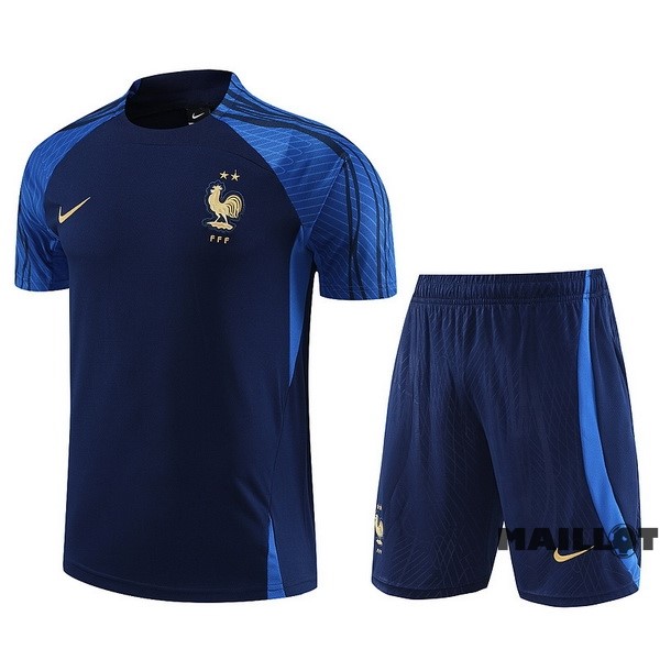 Foot Maillot Pas Cher Entrainement Ensemble Complet France 2023 Bleu Marine