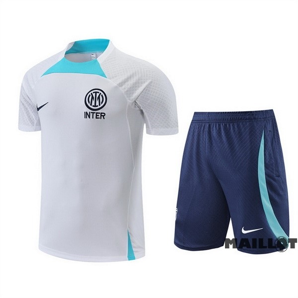 Foot Maillot Pas Cher Entrainement Ensemble Complet Inter Milán 2022 2023 Blanc Bleu