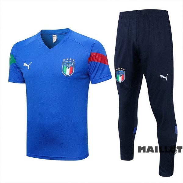 Foot Maillot Pas Cher Entrainement Ensemble Complet Italie 2022 Bleu II Vert