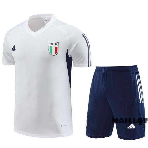 Foot Maillot Pas Cher Entrainement Ensemble Complet Italie 2023 Blanc Bleu Marine