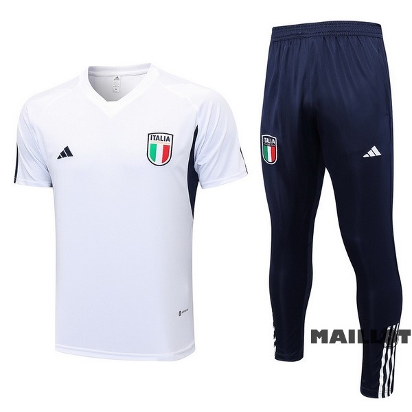 Foot Maillot Pas Cher Entrainement Ensemble Complet Italie 2023 Blanc I Bleu Marine