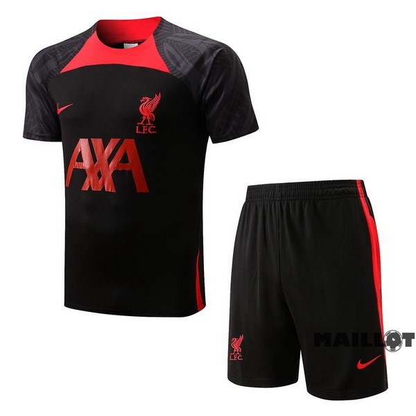 Foot Maillot Pas Cher Entrainement Ensemble Complet Liverpool 2022 2023 Noir II Rouge