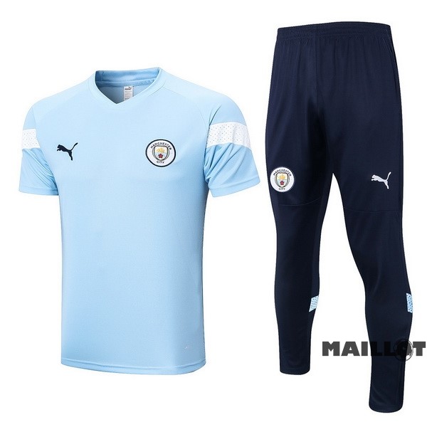 Foot Maillot Pas Cher Entrainement Ensemble Complet Manchester City 2022 2023 Bleu Blanc