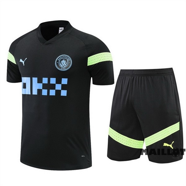 Foot Maillot Pas Cher Entrainement Ensemble Complet Manchester City 2022 2023 Noir II Vert