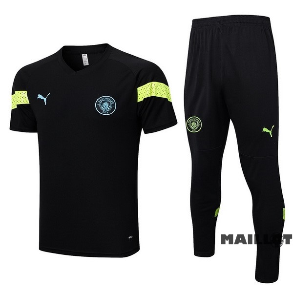 Foot Maillot Pas Cher Entrainement Ensemble Complet Manchester City 2022 2023 Noir I Vert