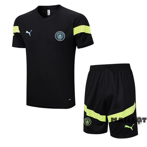 Foot Maillot Pas Cher Entrainement Ensemble Complet Manchester City 2022 2023 Noir Vert