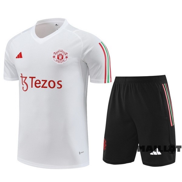 Foot Maillot Pas Cher Entrainement Ensemble Complet Manchester United 2022 2023 Blanc I Noir