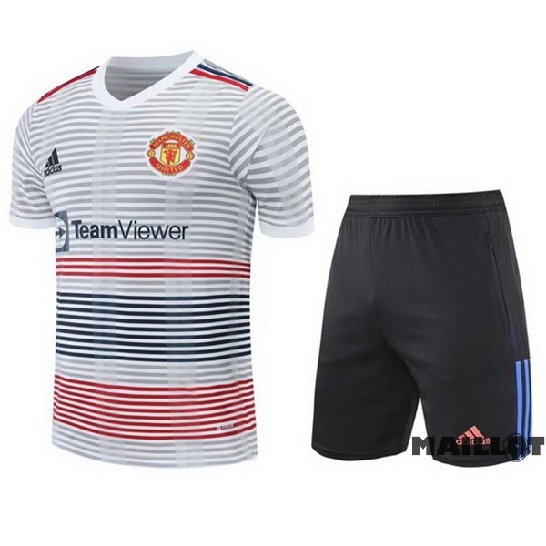 Foot Maillot Pas Cher Entrainement Ensemble Complet Manchester United 2022 2023 Blanc Noir