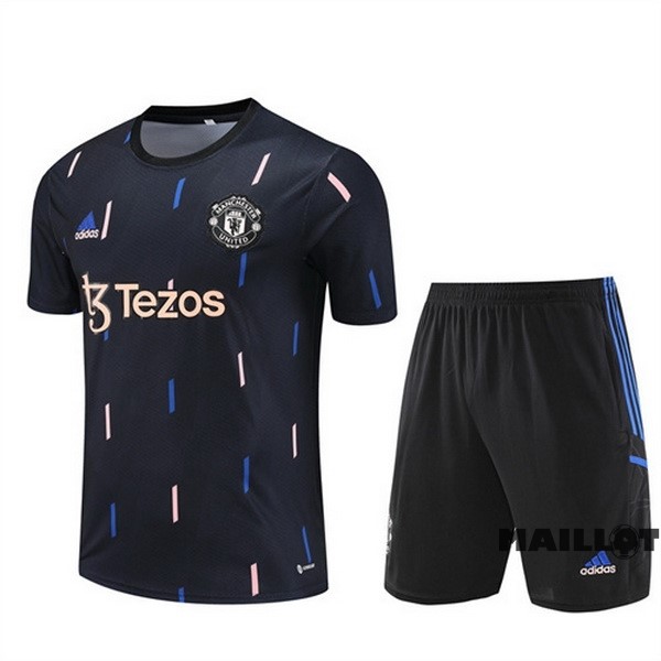 Foot Maillot Pas Cher Entrainement Ensemble Complet Manchester United 2022 2023 Bleu Noir