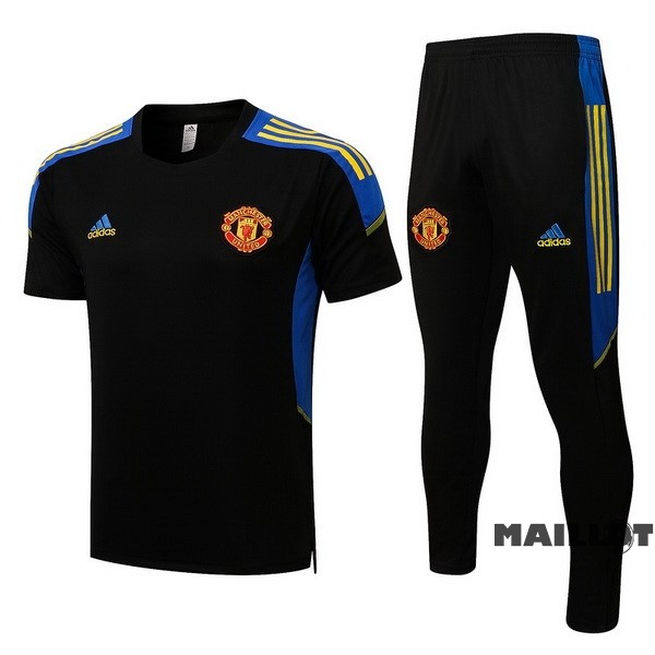 Foot Maillot Pas Cher Entrainement Ensemble Complet Manchester United 2022 2023 Noir Bleu Jaune