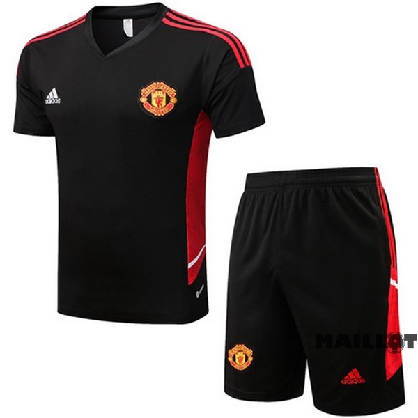 Foot Maillot Pas Cher Entrainement Ensemble Complet Manchester United 2022 2023 Noir I Rouge