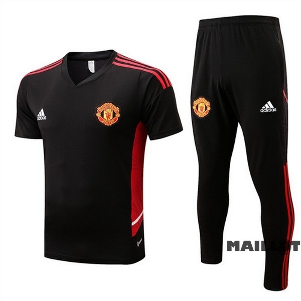 Foot Maillot Pas Cher Entrainement Ensemble Complet Manchester United 2022 2023 Noir Rouge