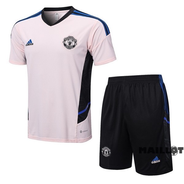 Foot Maillot Pas Cher Entrainement Ensemble Complet Manchester United 2022 2023 Rose Noir