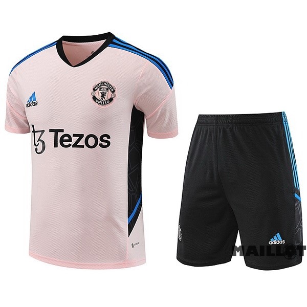 Foot Maillot Pas Cher Entrainement Ensemble Complet Manchester United 2023 2024 Rose Noir