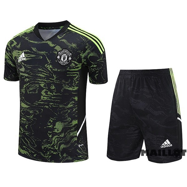 Foot Maillot Pas Cher Entrainement Ensemble Complet Manchester United 2023 2024 Vert Noir